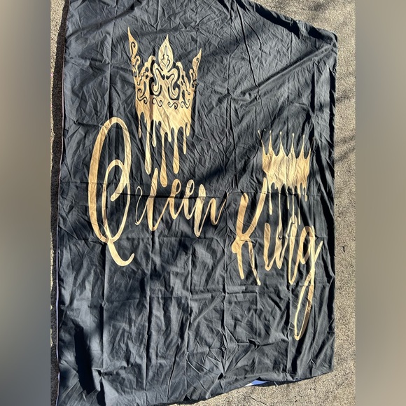 King & Queen, Queen size duvet bed cover, black and gold. New - Picture 1 of 3